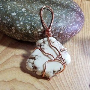 Ivory Jasper Copper Wrap Pendant